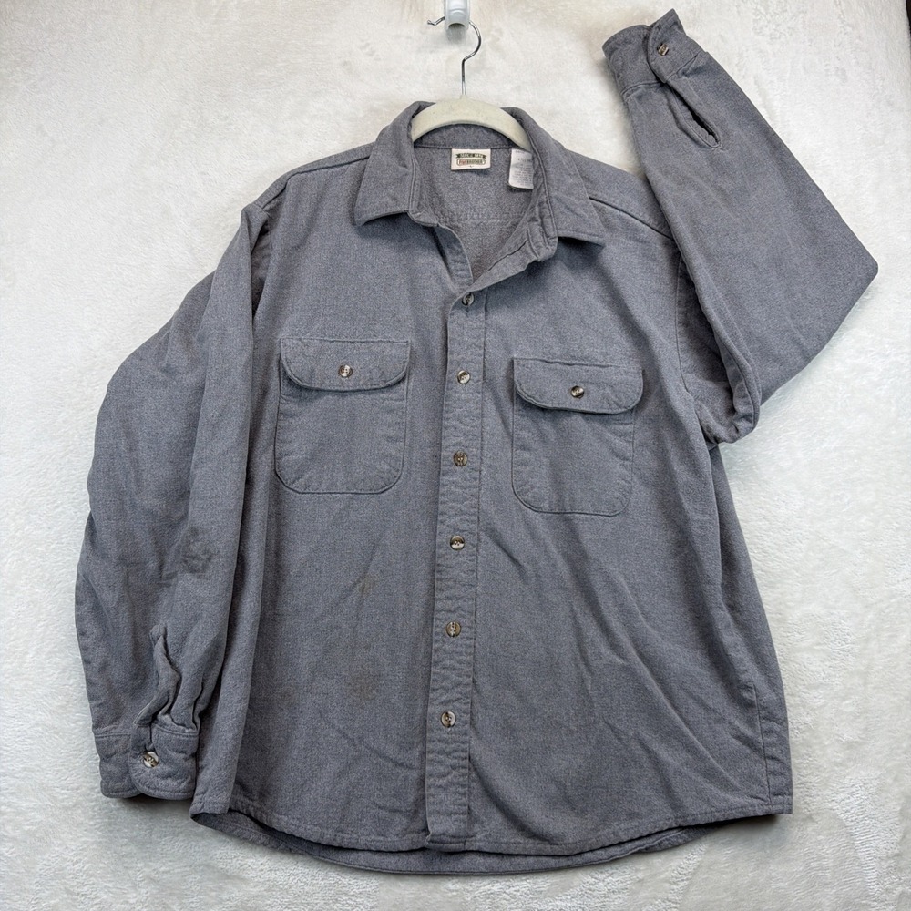 Five Brothers Vintage Work Shirt Mens L Gray Button Front Heavyweight USA Made